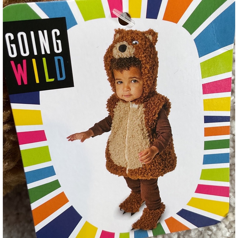 Going Wild Baby Brown‎ Bear Costume Set Hooded Vest and Booties 6-9M NEW